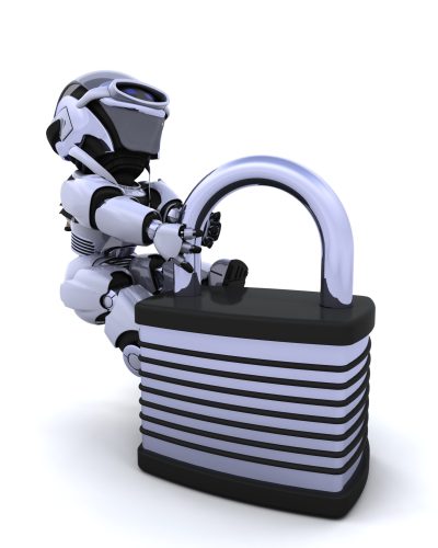 robot with padlock robot with padlock