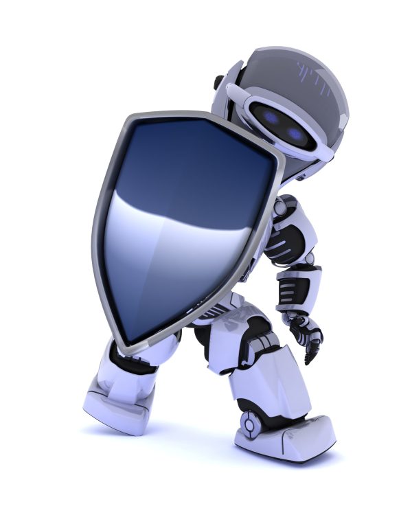 Robot with a shield Robot with a shield